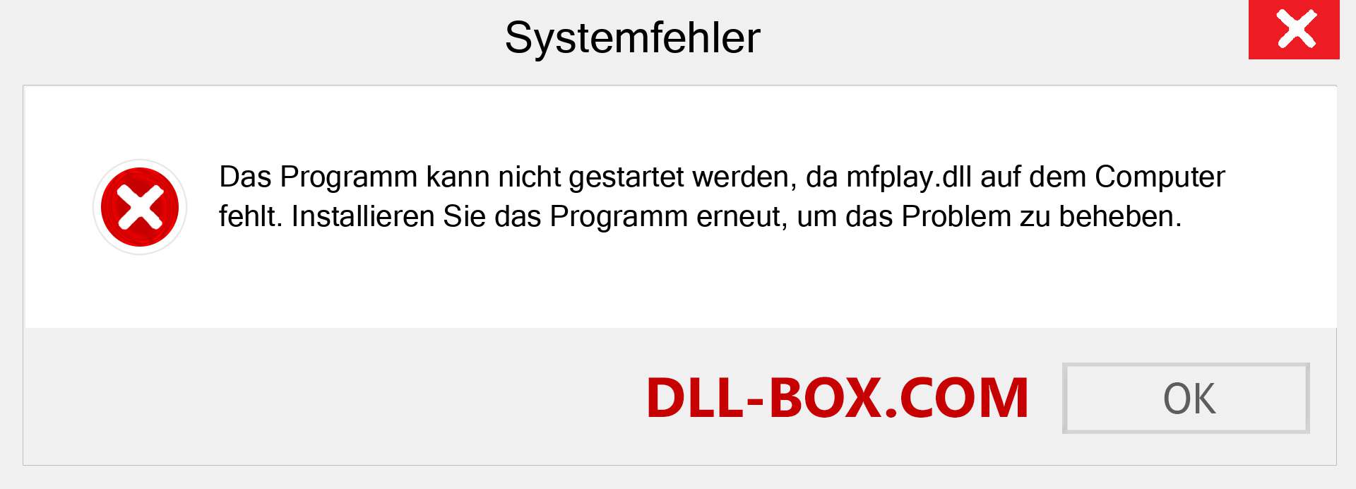 mfplay.dll-Datei fehlt?. Download für Windows 7, 8, 10 - Fix mfplay dll Missing Error unter Windows, Fotos, Bildern